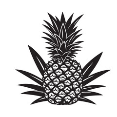 Obraz premium Elegant black and white pineapple vintage art silhouette illustration on white background