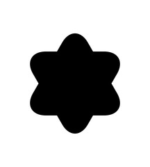 Modern Sticker Logo Tag Emblem. Label Shape for Badge Design, Sale Offer, Original Product Mark, Branding Element. Black Rounded Star Silhouette. Vector Illustration.