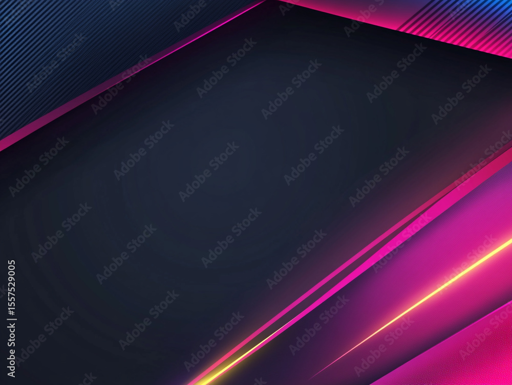 Poster an abstract background featuring a dark blue surface with diagonal glowing lines in pink, orange, an