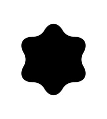 Black Sticker Logo Tag Emblem. Label Shape for Badge Design, Sale Offer, Original Product Mark, Branding Element. Black Rounded Jewish Star Silhouette. Vector Illustration.