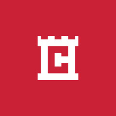 Obraz premium Castle Geometric Letter C Logo design vector template