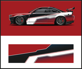 Racing Car Wrap Design Template with Red and Black Color Scheme