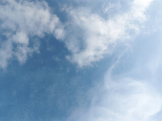 blue sky with white clouds. The sky is clear and bright, clear blue sky with few clouds