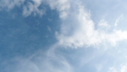 blue sky with white clouds. The sky is clear and bright, clear blue sky with few clouds