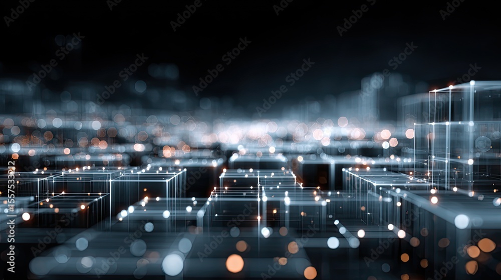 Poster cyberdata flow blockchain cyberspace digital grid, futuristic technology network concept for ai, fin