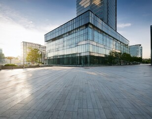 Fototapeta premium modern office building with concreted flat floor in the city