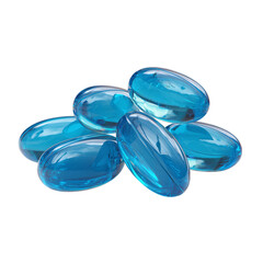 Blue gel capsules isolated on a transparent background