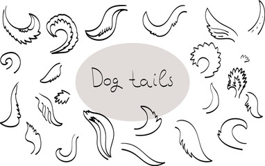 Pet  dog tail. Outline Drawing doodle skech vector icon illustration
