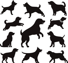 Elegant Dog Silhouettes A Comprehensive Animal Silhouette Set for Design Projects