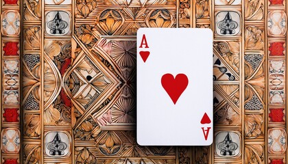 playing cards arranged in a sequence showing an ace high pattern texture gambling sequence