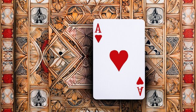 playing cards arranged in a sequence showing an ace high pattern texture gambling sequence