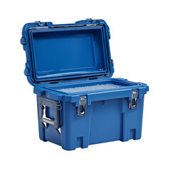Blue protective case with foam isolated on a transparent background