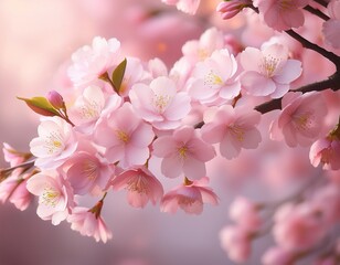 Obraz premium delicate pink sakura blossoms soft petals gentle branches petals blooming