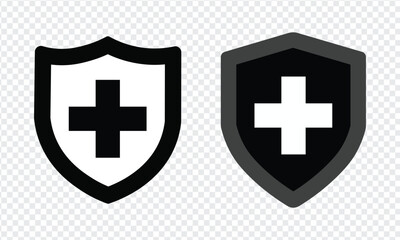 shield icon set with black and white cross design