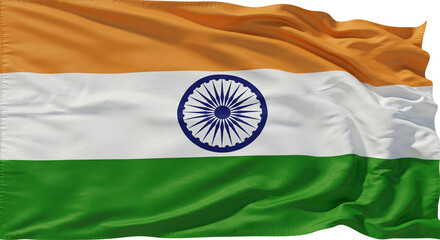 Depiction of the Indian National Flag with its vibrant tricolor waving elegantly in the wind