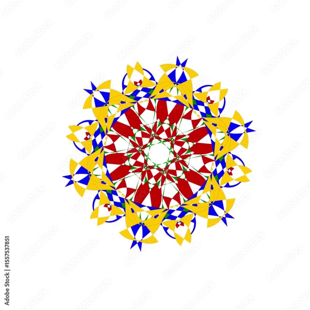 Aufkleber vibrant geometric mandala radiates with a dazzling array of multi-colored patterns, creating a mesme