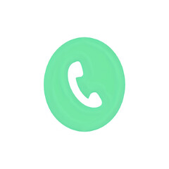Mint Green Phone Icon: Contact Us Button for Website and App Design