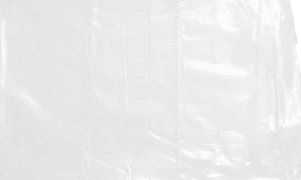 plastic transparent cellophane bag on white background. The texture looks blank and shiny. The plastic surface is wrinkly and tattered making abstract pattern