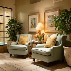 Spa Relaxation Room: Tranquil Waiting Area with Comfortable Armchairs