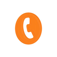 Orange Circle Phone Icon: Contact Us Button, Communication Symbol, Telephone Graphic, Website Design Element, App Interface, Call Now