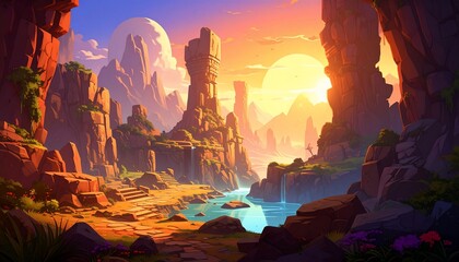 Sunset at the Ancient River Valley