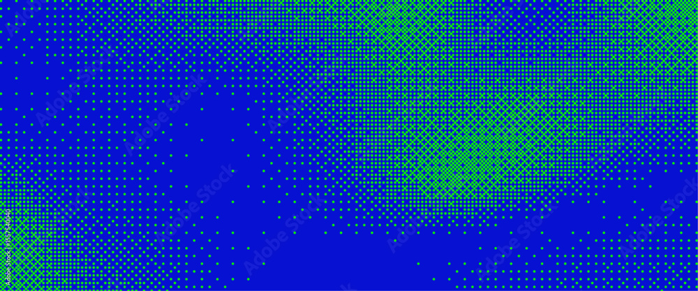 Poster Pixelated bitmap gradient texture. Retro pixel art, green dither pattern, 8 bit background. Seamless background in pixel art pattern. Vector illustration