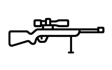 Naklejka premium sniper rifle line icon vector on white background Vector gun icon on white background