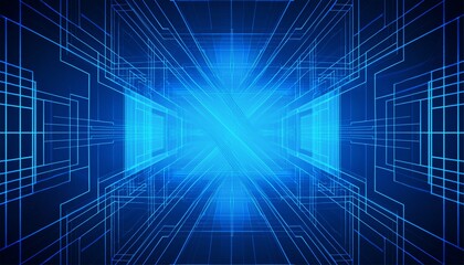 blue geometric shape abstract technology background generative ai