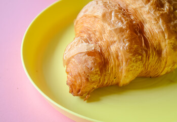 Close up of fresh delicious croissant