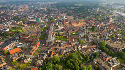 Aerial panorama view of the city Winschoten in the Netherlands on a sunny day in summer