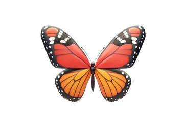 Fototapeta premium Butterfly fluttering wings 3d render cartoon character on white background