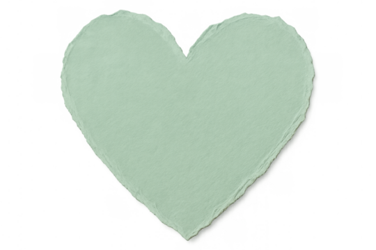 Textured, light green, heart-shaped piece of paper on a transparent background, perfect for valentine's day or romantic projects - Powered by Adobe