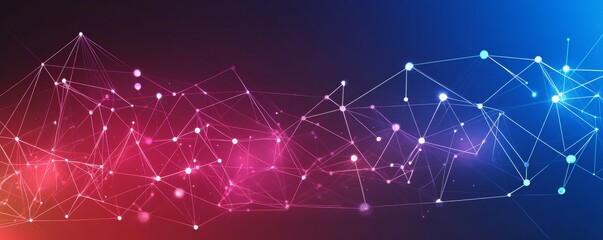 Fototapeta premium Abstract Network Connection Pink and Blue Plexus, Technology Background,Digital Network, Data Visualization Network,Connectivity