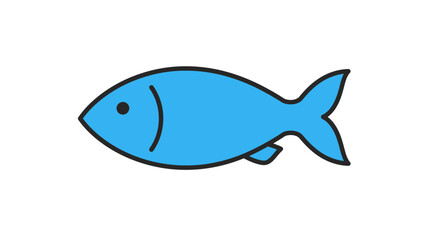 Simple Blue Fish Icon Illustration on White Background Design Element