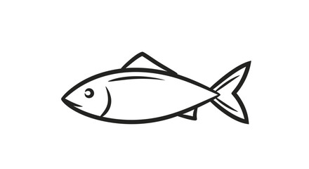 Simple Line Art Illustration of a Fish on White Background Suitable for Icon