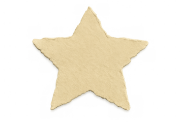 Cardboard star shape with ragged edges, isolated on transparent background, promoting recycling and sustainability