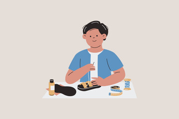 Illustration of Repair Shoes and Customization