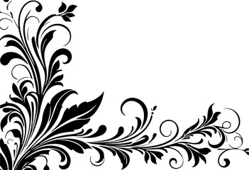 Floral Motif Vector Art, Frame Silhouette Vector Design, Elegant Floral Frame Art, Decorative Motif Silhouette Design, Vintage Floral Border Vector, Floral Outline Frame Art, Classic Floral Motif Vect