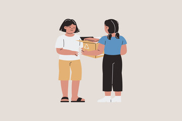Illustration of Sharing Clothes to People