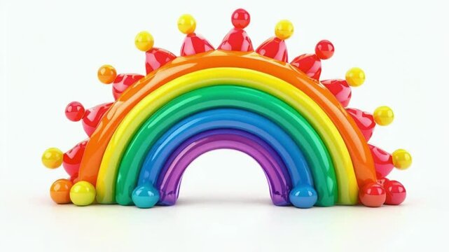 bstract fantasy 3d rainbow carnival deign on white background.