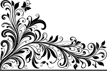 Floral Motif Vector Art, Frame Silhouette Vector Design, Elegant Floral Frame Art, Decorative Motif Silhouette Design, Vintage Floral Border Vector, Floral Outline Frame Art, Classic Floral Motif Vect