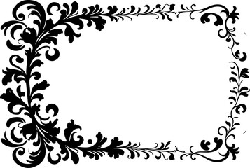 Floral Motif Vector Art, Frame Silhouette Vector Design, Elegant Floral Frame Art, Decorative Motif Silhouette Design, Vintage Floral Border Vector, Floral Outline Frame Art, Classic Floral Motif Vect