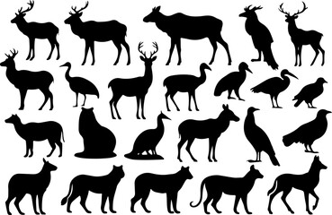 Animal Silhouette Vector Set, Wild Animal Silhouette Collection, Animal Shape Vector Art, Black Animal Silhouette Pack, Jungle Animal Vector Silhouettes, Animal Shadow Vector Design, Animal Silhouette