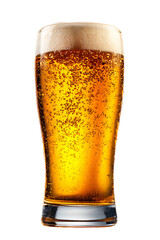 Glass of Cold Beer with Foam and Bubbles