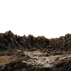 Mud Texture Rich Brown Earth Background on transparent Background