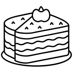 Red Velvet Cake line art vector