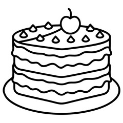 Red Velvet Cake line art vector