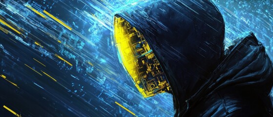 Abstract hooded figure
