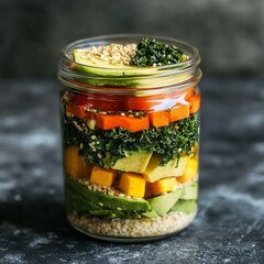 glass jar with marinated vegetables