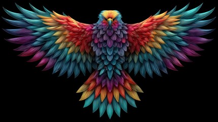 Fototapeta premium Colorful bird of prey, wings spread wide